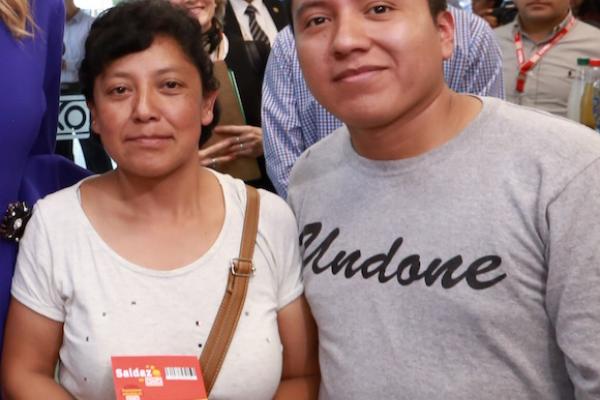 Maria Teresa Gaytan Lopez, who met the Special Advocate while opening her first bank account at an OXXO convenience store in Mexico City, with Oscar Osorio Martinez, a regular customer