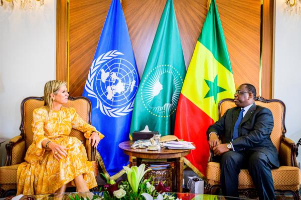 UNSGSA Queen Máxima and Senegal President Macky Sall speak during a bilateral meeting in Dakar in June 2022. Photo: Patrick van Katwijk