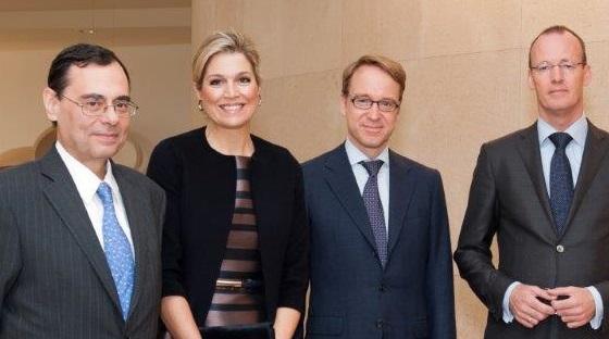The Special Advocate in Basel with Jaime Caruana, director of the Bank for International Settlements, on her left, and on the right, Jens Weidmann, head of the German central bank, and Dutch central banker Klaas Knot.